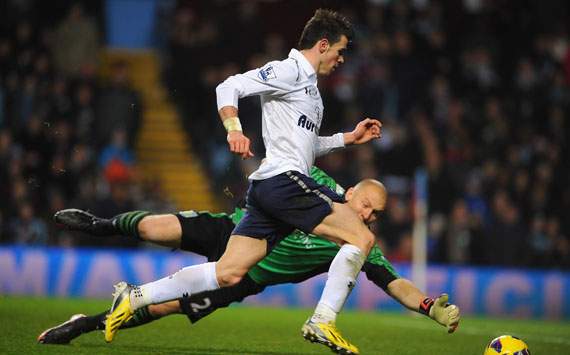 EPL - Aston Villa v Tottenham, Gareth Bale and Brad Guzan