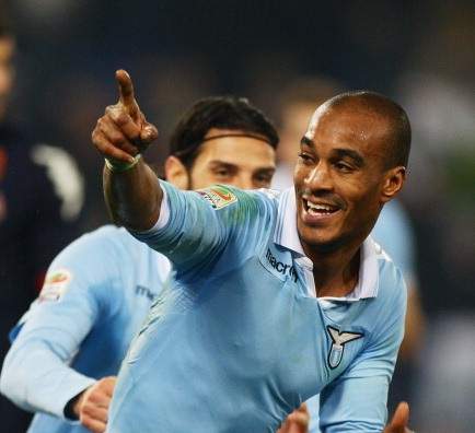 Abdoullay Konko of Lazio celebrates his goal against Cagliari - Lazio-Cagliari