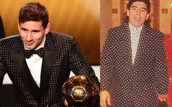 Messi y Maradona, con un traje muy similar