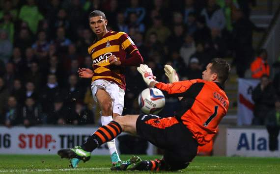 Capital One Cup Semi-Final, Bradford City v Aston Villa, Nahki Wells