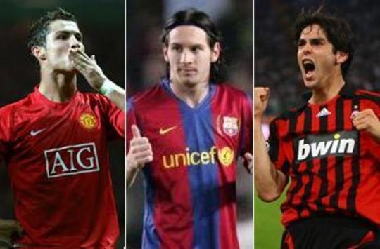 Lionel Messi, Cristiano Ronaldo, Ricardo Kaka
