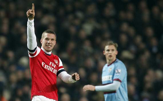 EPL - Arsenal vs West Ham,  Lukas Podolski