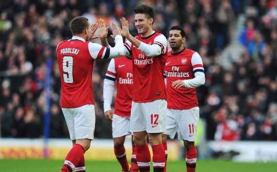 FA Cup, Brighton & Hove Albion v Arsenal, Olivier Giroud, Lukas Podolski