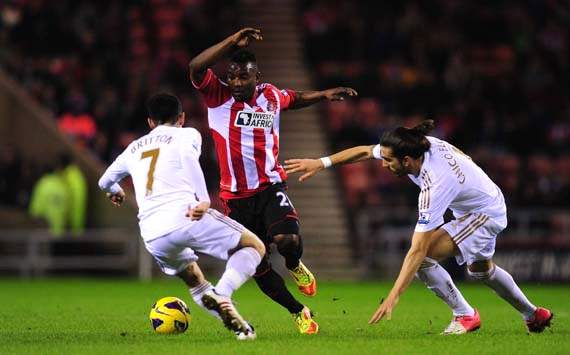 EPL, Sunderland v Swansea City, Chico Flores (r), Leon Britton