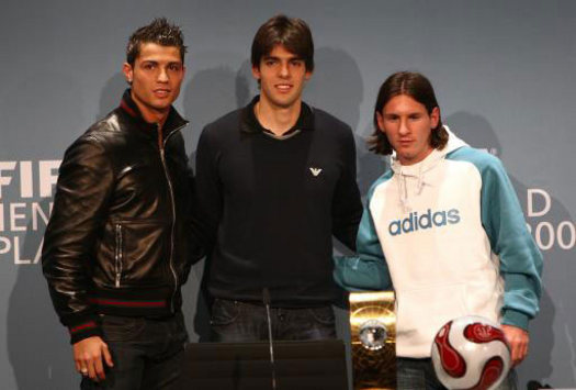 Kaka, Cristiano Ronaldo and Lionel Messi - FIFA World Player Gala 2007 (PA)