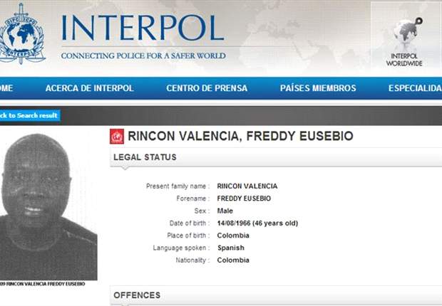 Rincón é procurado pela Interpol