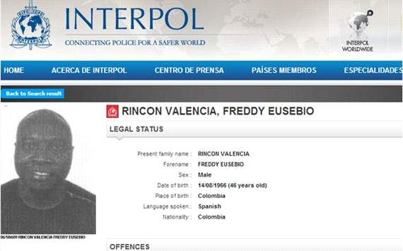 Cirular Interpol Fredy Rincón
