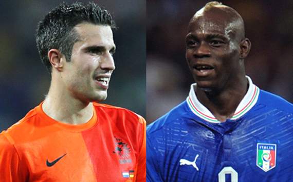 Netherlands Vs Italy:Robin Van Persie and Mario Balotelli