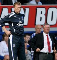 EPL: David Moyes and Alex Ferguson , Everton - Manchester United (PA)