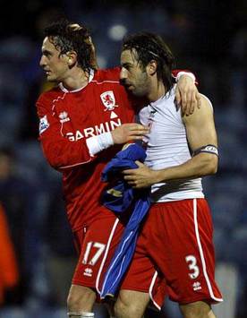 EPL: Tuncay Sanli and Julio Arca , Portsmouth v Middlesbrough (PA)