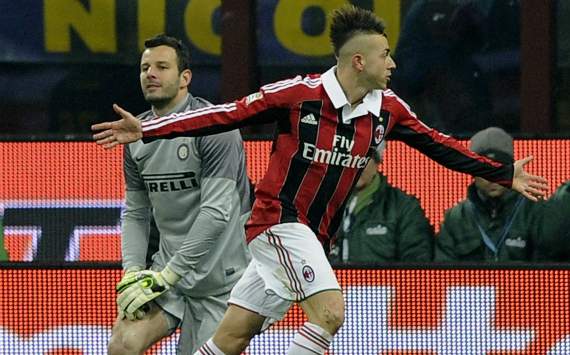 Stephan El Shaarawy celebrates his goal, Inter-Milan