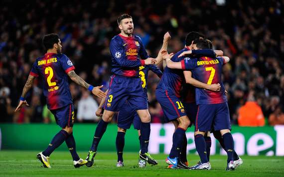 Barcelona celebra el primer gol ante el Milan - Champions League