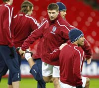 England Training : Steven Gerrard (PA)