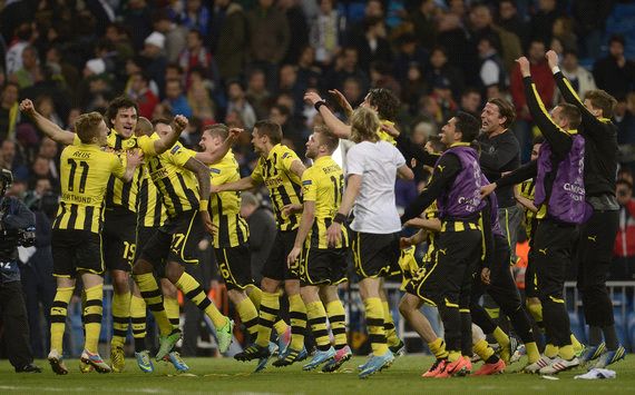 Borussia Dortmund celebrating in Madrid