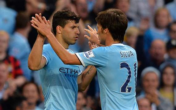 EPL: Sergio Aguero - David Silv, Manchester City vs Newcastle United