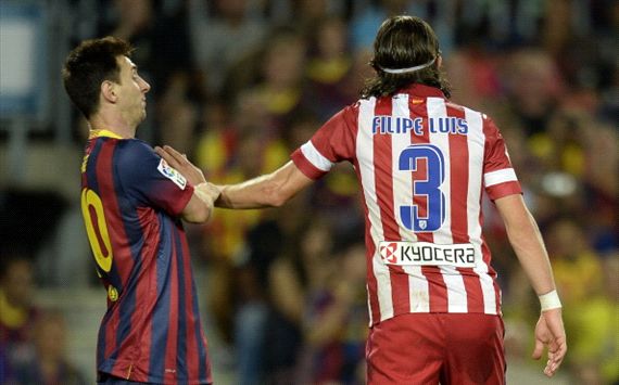 Lionel Messi, Filipe Luis, Barcelona v Atlético de Madrid - Supercopa española