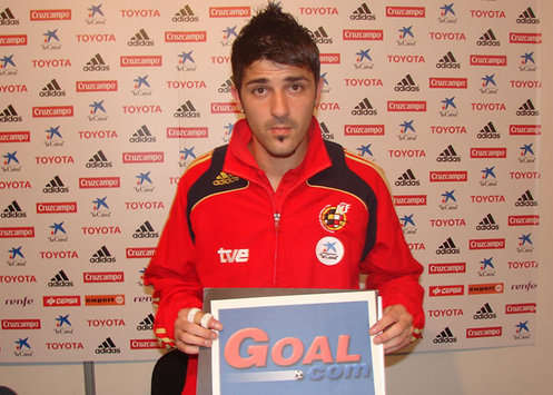 David Villa, delantero de España, durante la entrevista exclusiva con Goal.com en Innsbruck (Goal.com)