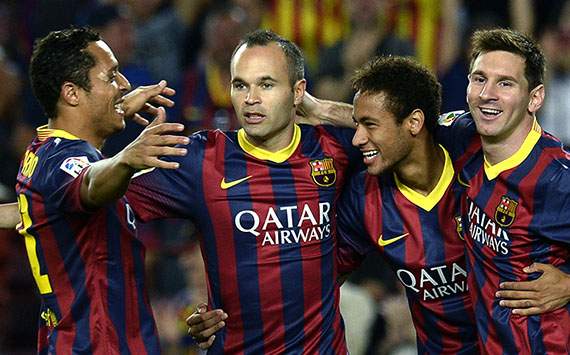 Lionel Messi Andres Iniesta Neymar Barcelona La Liga 09242013