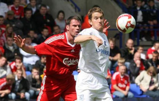 Friendly : Chris Greenacre - Jamie Carragher ,Tranmere Rovers - Liverpool (PA)