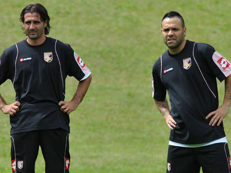 Giovanni Tedesco e Fabrizio Miccoli nel ritiro del Palermo di Stefano Colantuono Grazia Neri)