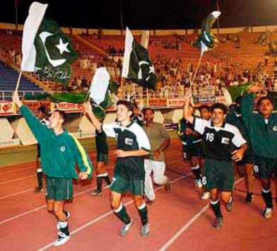 Pakistani Players with Flags, Pakistan