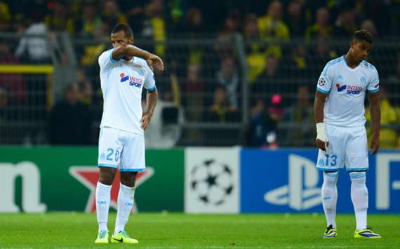 Marseille midfielders Alaixys Romao and Mario Lemina