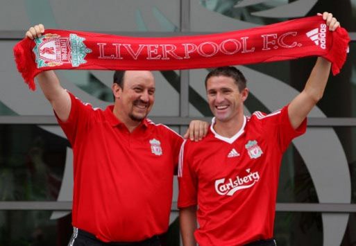 Robbie Keane and Rafael Benitez - Liverpool (PA)