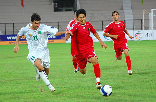 Atayev of Turkmenistan and Zohaib Islam of Afganistan at AFC Challenge Cup at Hyderabad