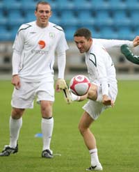 Robbie Keane and Richard Dunne - Ireland (PA)