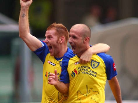 Chievo's Michele Marcolini & Vincenzo Italiano against Reggina