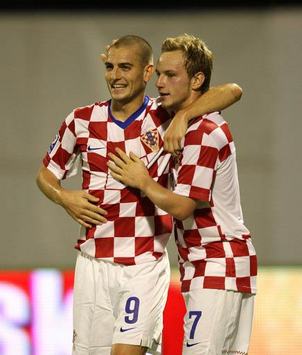 Mladen Petric and Ivan Rakitic, Croatia (PA)