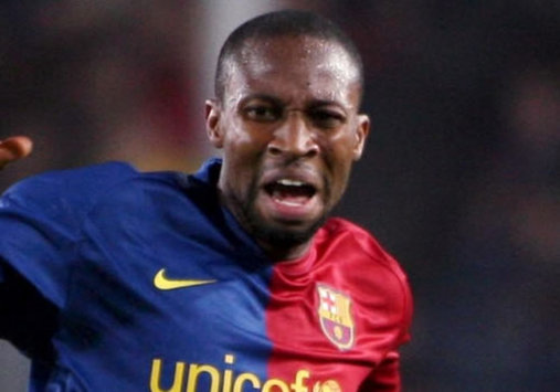 New Barcelona signing Seydou Keita in action for the Blaugrana against Sporting in the Champions League.