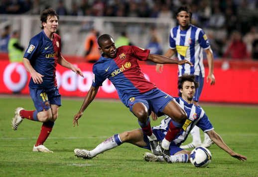 Messi, Eto'o, Pareja, Espanyol-Barcelona (Marca)