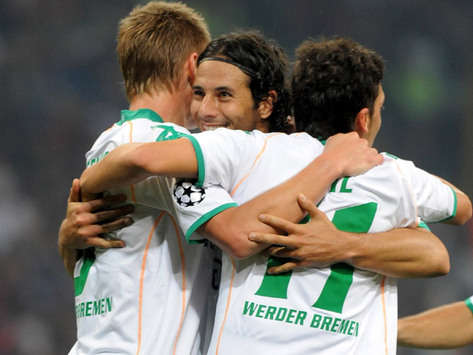 Redemption: Werder Bremen's Claudio Pizarro denies Inter coach Jose Mourinho three points, having infamously been out of favour with the Special One during their time at Chelsea.
