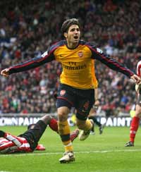 EPL: Francesc Fabregas, Sunderland v Arsenal (PA)