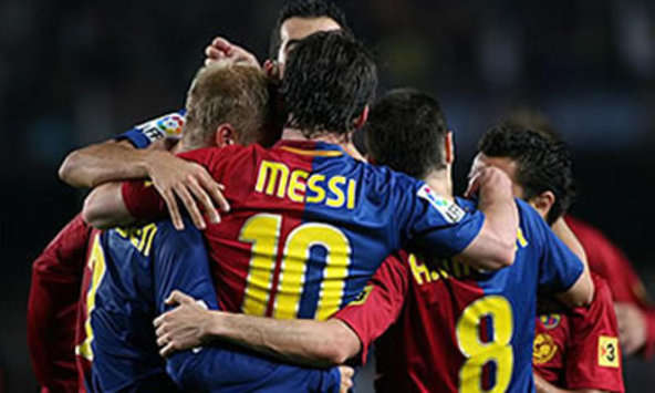 El Barcelona, en plena celebración ante el Atlético de Madrid (Marca)