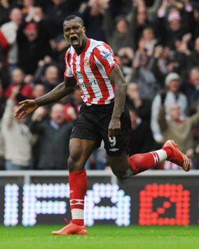 Djibril Cisse of Sunderland celebrates his side's opener against Newcastle
