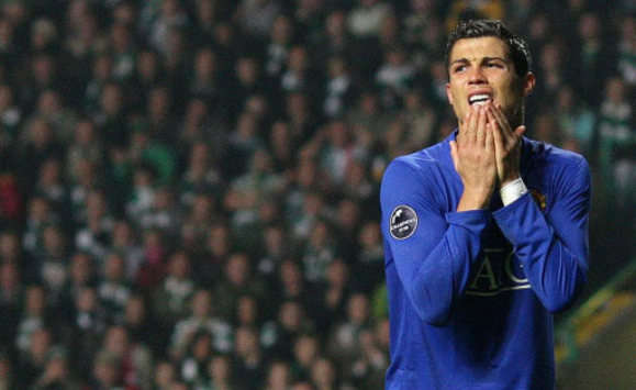 CL: Manchester United's Cristiano Ronaldo rues a missed opportunity against Celtic. (PA)