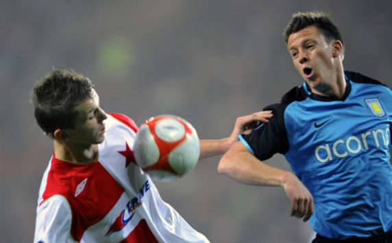 UEFA CUP: Tomas Necid - Nicky Shorey, Slavia Prague - Aston Villa (PA)