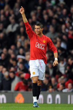 Manchester United's Cristiano Ronaldo takes the plaudits after rattling in his side's opening goal against Stoke City