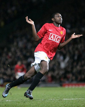 It's As Easy As That! Danny Welbeck celebrates his goal in the 5-0 trouncing of Stoke City by Manchester United