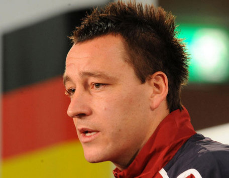 England skipper John Terry holds court before the friendly clash against Germany