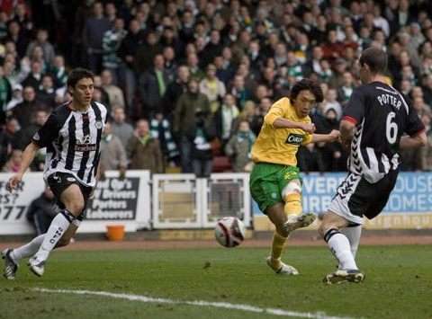 Japanese ace Shunsuke Nakamura helping Celtic to take St Mirren apart, scoring in a 3-0 in (PA)