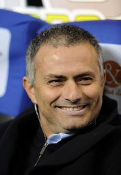 Smilin' Mourinho is happy after defeating Juventus in the Derby D'Italia.