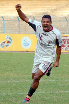 Jose Ramirez Barreto of Mohun Bagan celebrate after scoring against Chirag United during I league at Salt lake (Mango Peel)