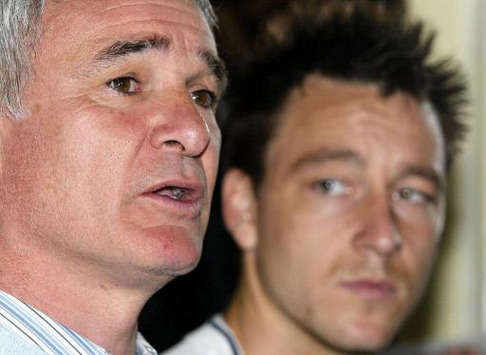A young John Terry looks on as former Chelsea boss Claudio Ranieri speaks (PA)