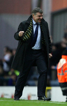 Playing Again - Sam; Blackburn's new manager Sam Allardyce celebrates a great first half against Stoke