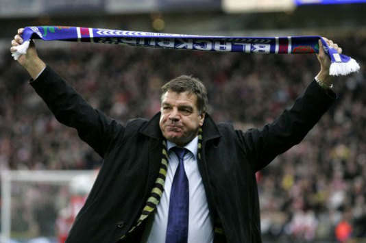 Big Sam is back: Alladyce hails the Blackburn Rovers faithful on his first matchday in the Ewood Park hot-seat (PA)