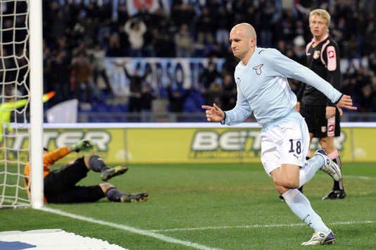 A solitary goal from Tommaso Rocchi was enough to give Lazio victory over ten-men Palermo (Grazia Neri)