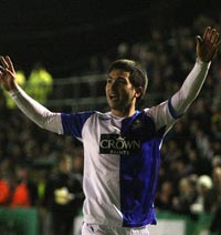 Carlos Villanueva is overjoyed after firing Blackburn Rovers past Blyth Spartans in the FA Cup.